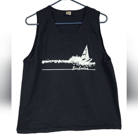 Barbados Black Tank Top Graphic Tee XL Sleeveless Unisex T-Shirt Women's Men - Picture 1 of 4